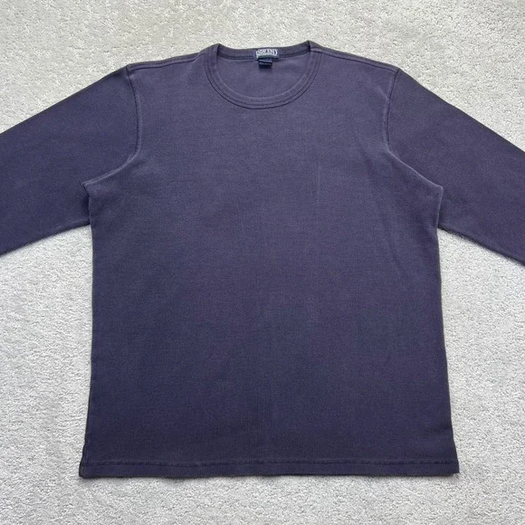 Lands End Thermal Shirt Mens XL Navy Purple Waffle Knit Long Sleeve Heavyweight - Picture 2 of 16